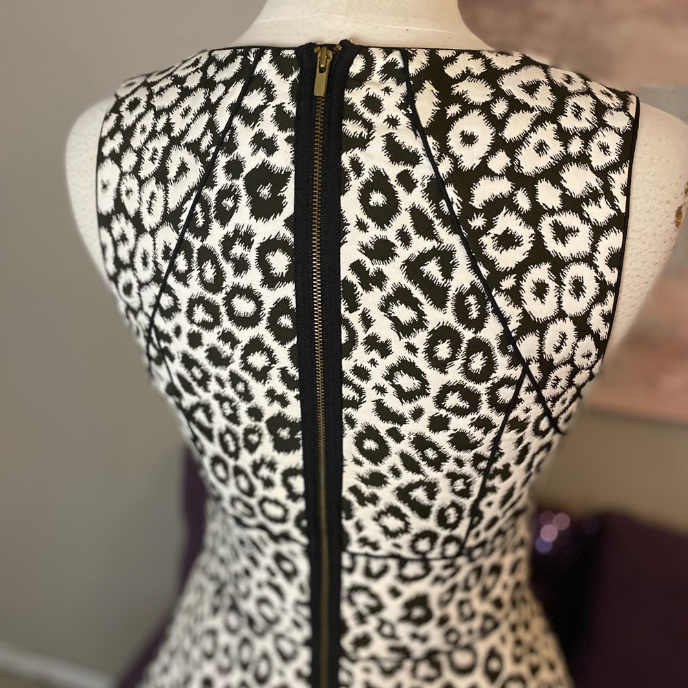 Banana Republic White Leopard Print Dress Black & White exposed Zipper Size 2 - Picture 4 of 12